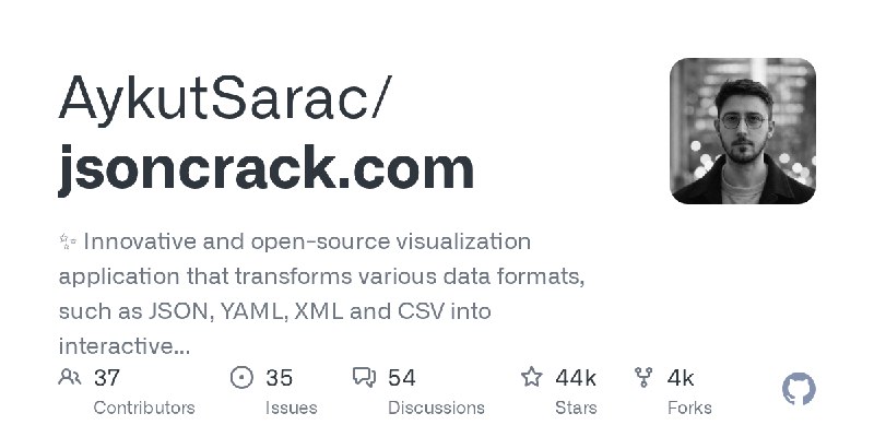 GitHub - AykutSarac/jsoncrack.com: ✨ Innovative and open-source visualization application that transforms various data formats…
