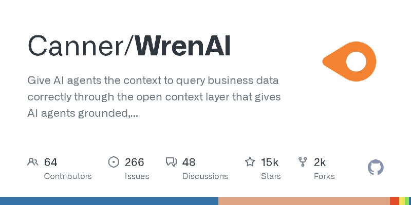 GitHub - Canner/WrenAI: Give AI agents the context to query business data correctly through the open context layer that gives AI…