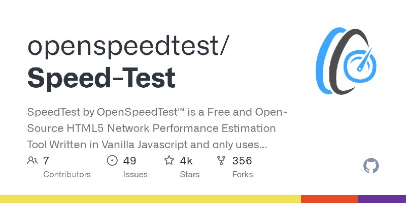 GitHub - openspeedtest/Speed-Test: SpeedTest by OpenSpeedTest™ is a Free and Open-Source HTML5 Network Performance Estimation Tool…