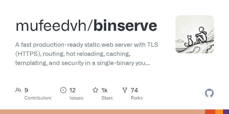 GitHub - mufeedvh/binserve: A fast production-ready static web server with TLS (HTTPS), routing, hot reloading, caching, templating…