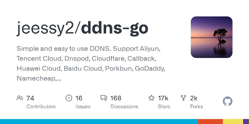 GitHub - jeessy2/ddns-go: Simple and easy to use DDNS. Support Aliyun, Tencent Cloud, Dnspod, Cloudflare, Callback, Huawei Cloud…