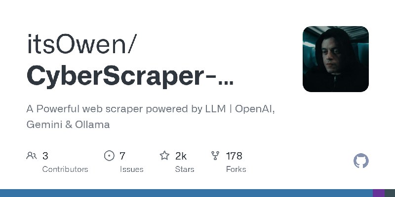 GitHub - itsOwen/CyberScraper-2077: A Powerful web scraper powered by LLM | OpenAI, Gemini & Ollama