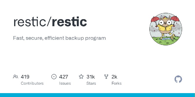 GitHub - restic/restic: Fast, secure, efficient backup program