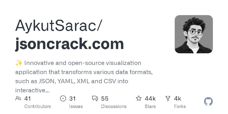 GitHub - AykutSarac/jsoncrack.com: ✨ Innovative and open-source visualization application that transforms various data formats…