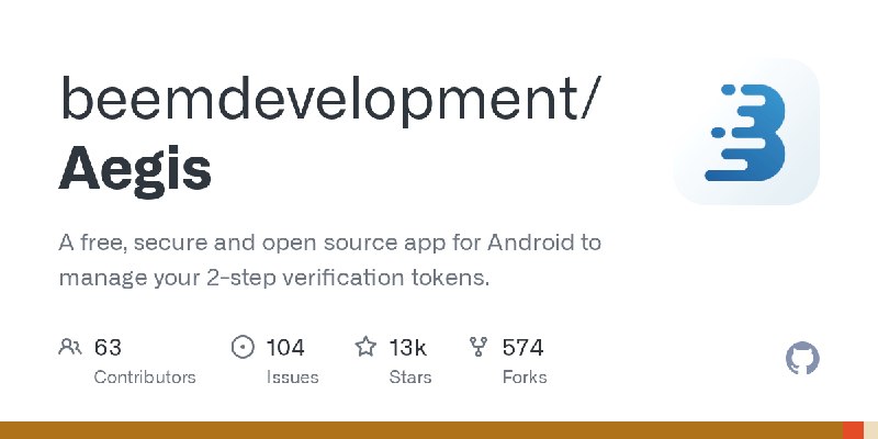 GitHub - beemdevelopment/Aegis: A free, secure and open source app for Android to manage your 2-step verification tokens.
